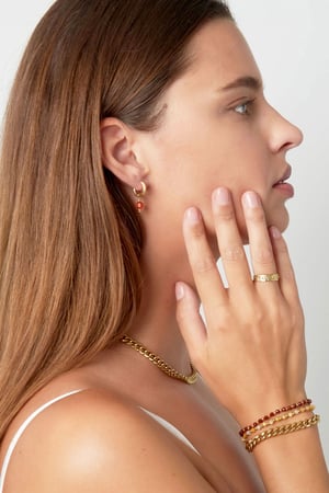 Boucles d'Couleur oreilles avec pierre January - Couleur or/marron h5 Image4